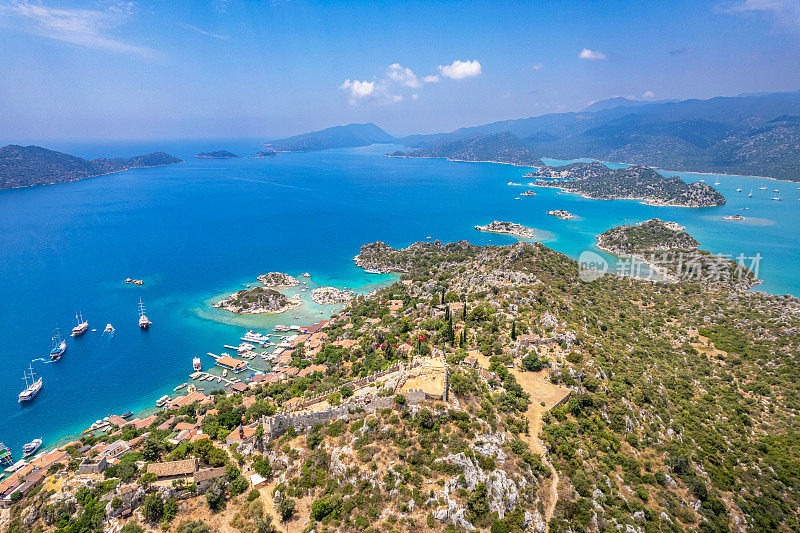 海上交通Kaleköy, Kekova。蓝色的航行。每日船之旅。游艇之旅。